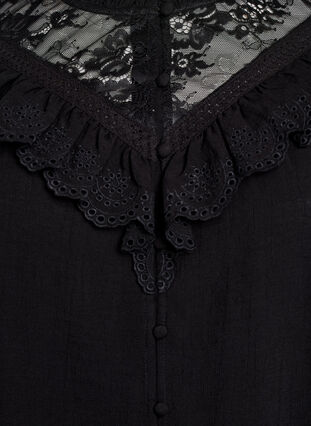 ZizziViscose blouse met kant en ruches, Black, Packshot image number 2