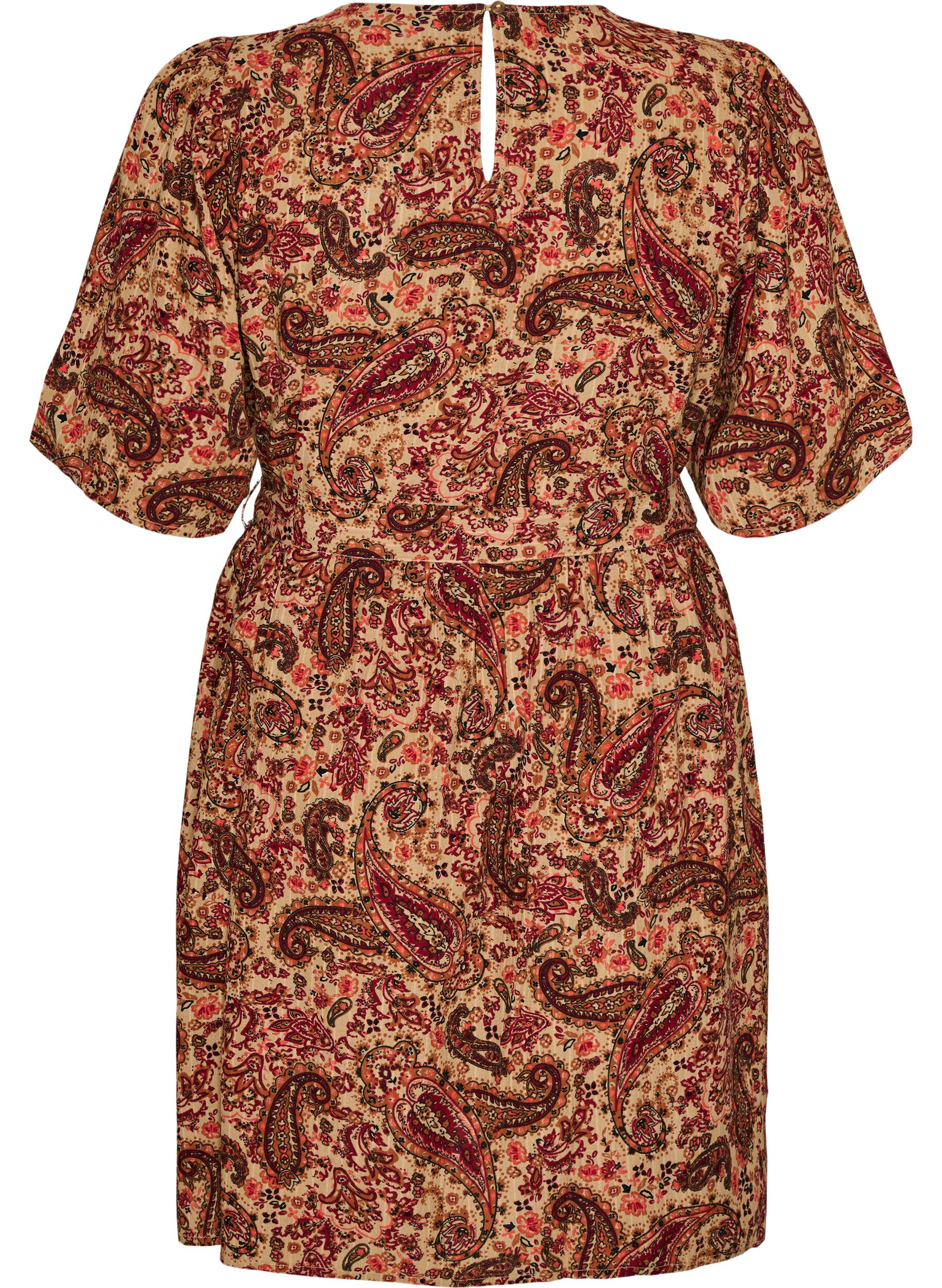 ZizziRobe &agrave; imprim&eacute; cachemire et ceinture &agrave; nouer, Marron, Packshot image number 1