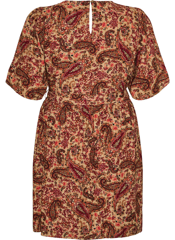 Robe &agrave; imprim&eacute; cachemire et ceinture &agrave; nouer, Marron, Packshot image number 1