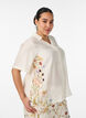 Blouse met ellebooglange mouwen en bloemenaccenten, Beige, Model image number 0