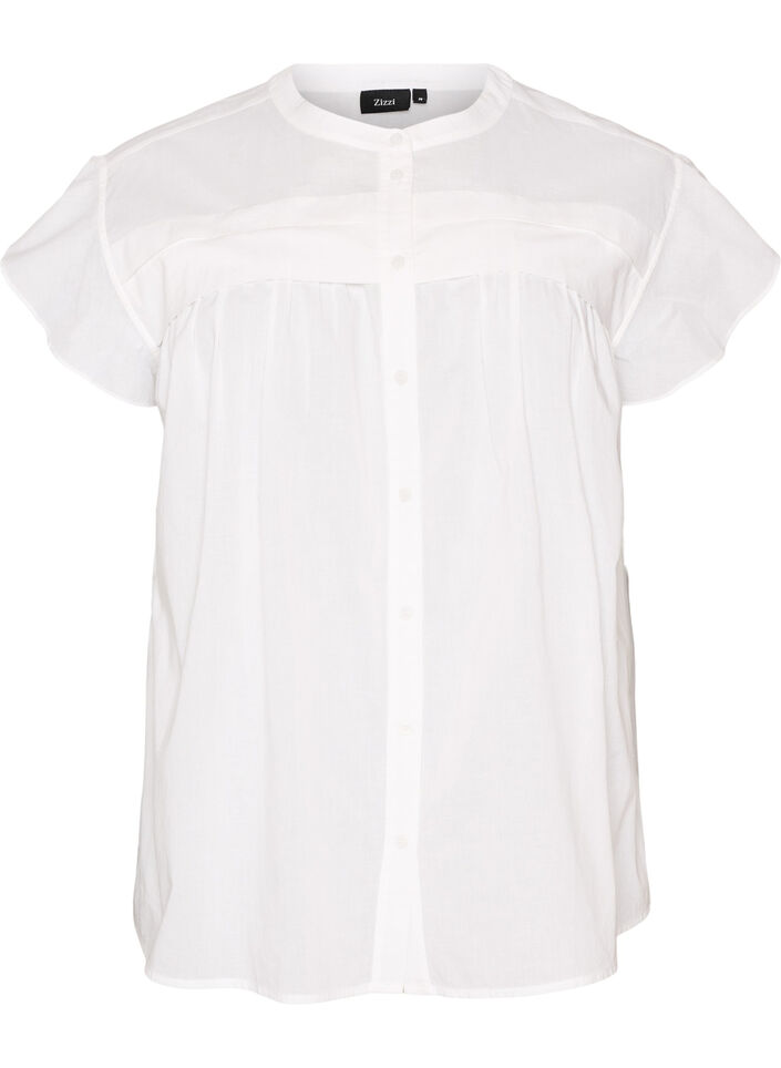 Mouwloze A-lijn katoenen blouseshirt, Wit, Packshot image number 0