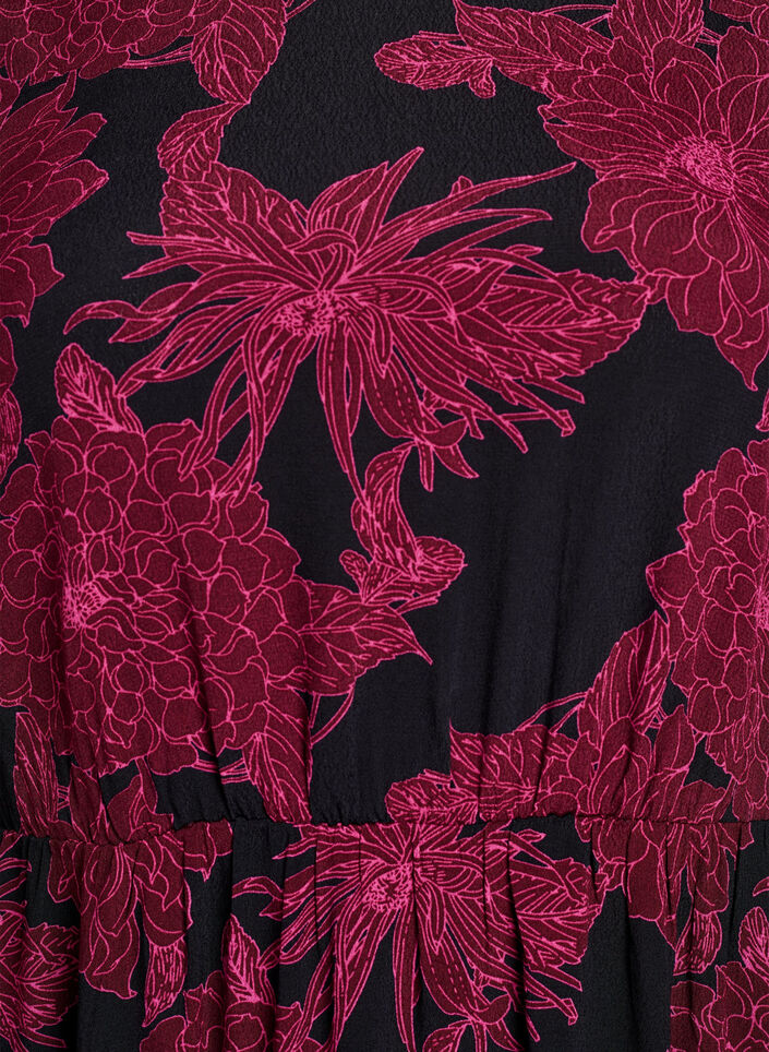Viscose jurk met print en lange mouwen, Tawny Port Flower, Packshot