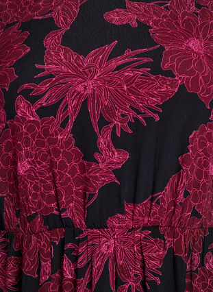 ZizziViscose jurk met print en lange mouwen, Tawny Port Flower, Packshot image number 2