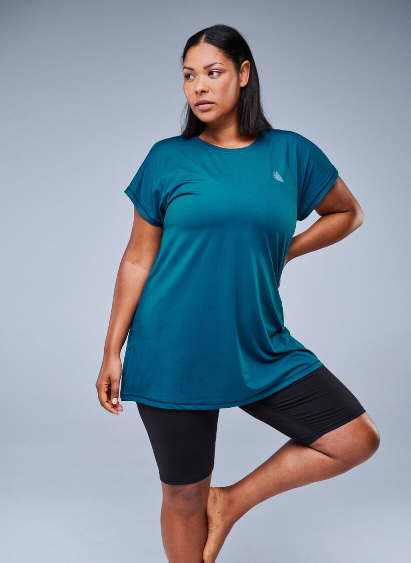 Lang workout T-shirt, Blauw, Image image number 0