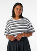 Boxy T-shirt met gestreept patroon, Zwart, Model image number 0
