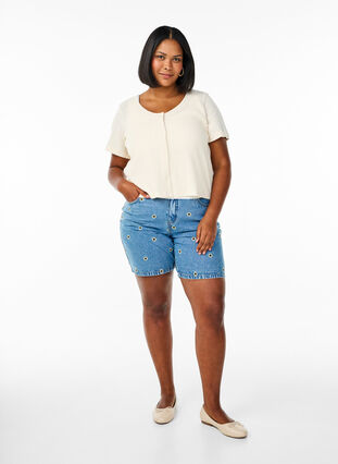 ZizziCardigan met korte mouwen, Buttercream, Model image number 2