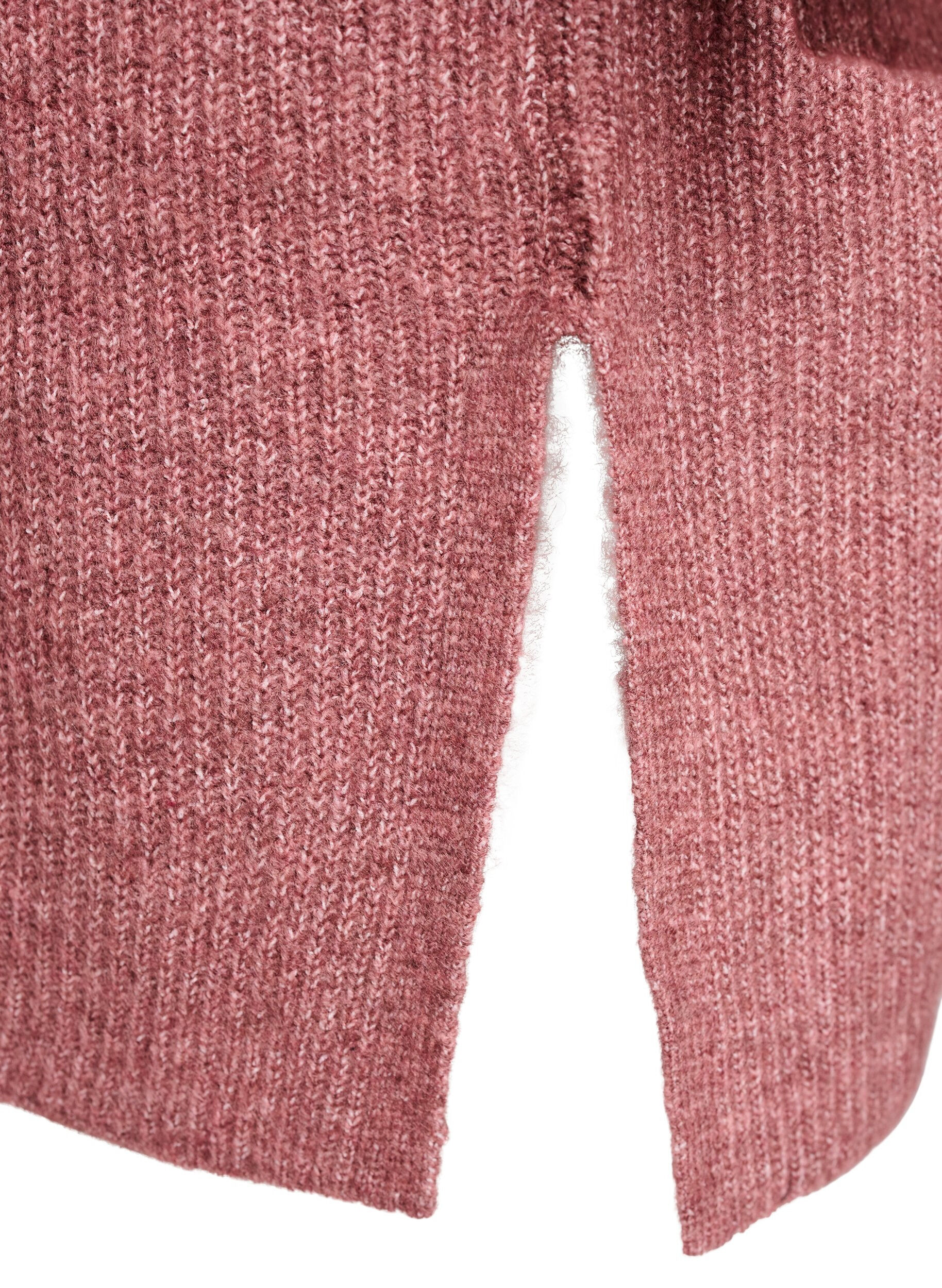 ZizziFLASH - Lange ribgebreide cardigan met open voorkant, Roze, Packshot image number 3