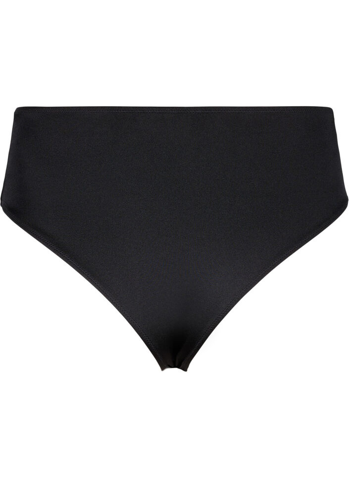 Effen bikinibroekje met normale taille, Black, Packshot