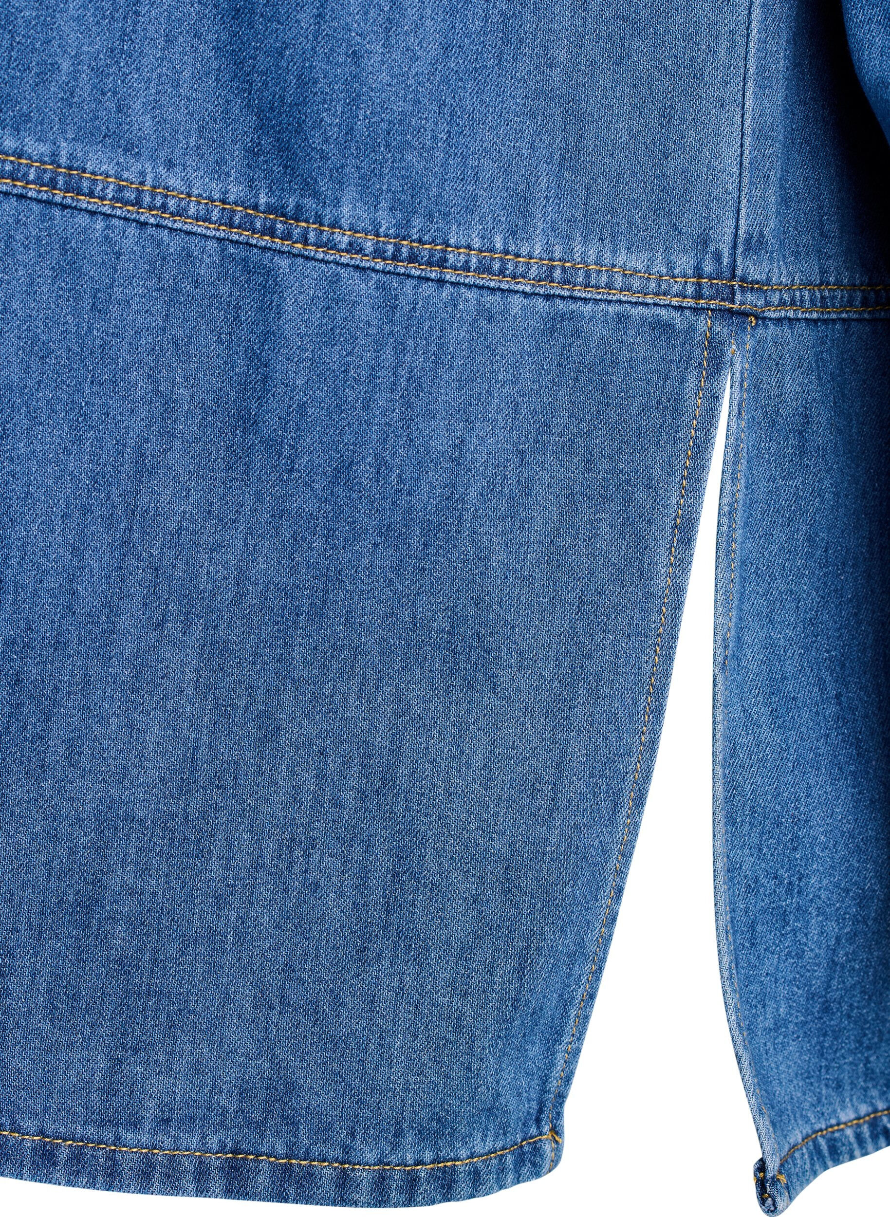 ZizziLosse denimblouse met kraag en knoopsluiting, Blauw, Packshot image number 3