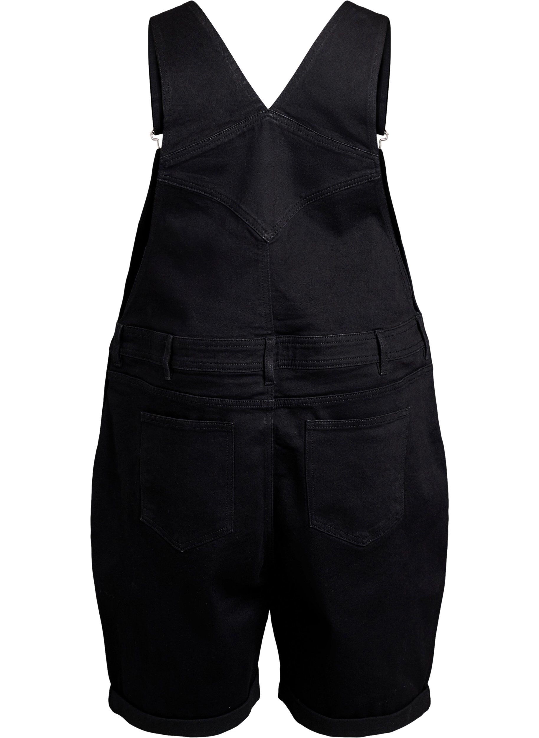 ZizziDenim overalls korte broek, Zwart, Packshot image number 1