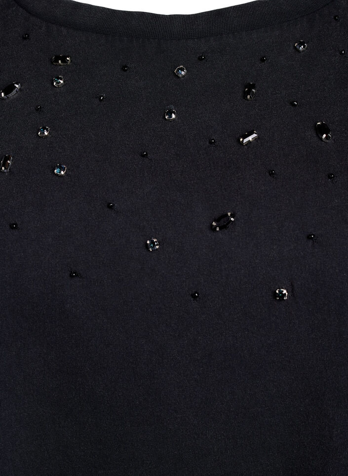 Boxy T-shirt met parels en strass-steentjes, Grijs, Packshot image number 2