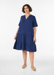 Korte A-lijn jurk in katoenen mousseline, Blauw, Model image number 1