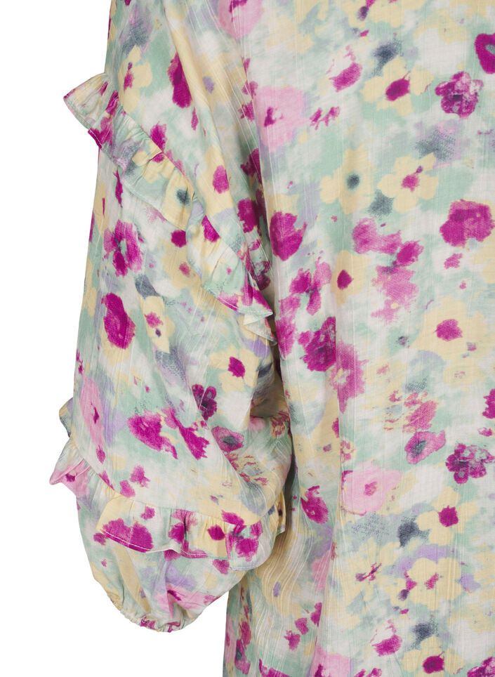 Blouse met ruches en bloemenprint, Vanille, Packshot image number 3