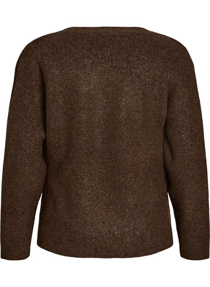 Gebreid vest met asymmetrische sluiting, Bruin, Packshot