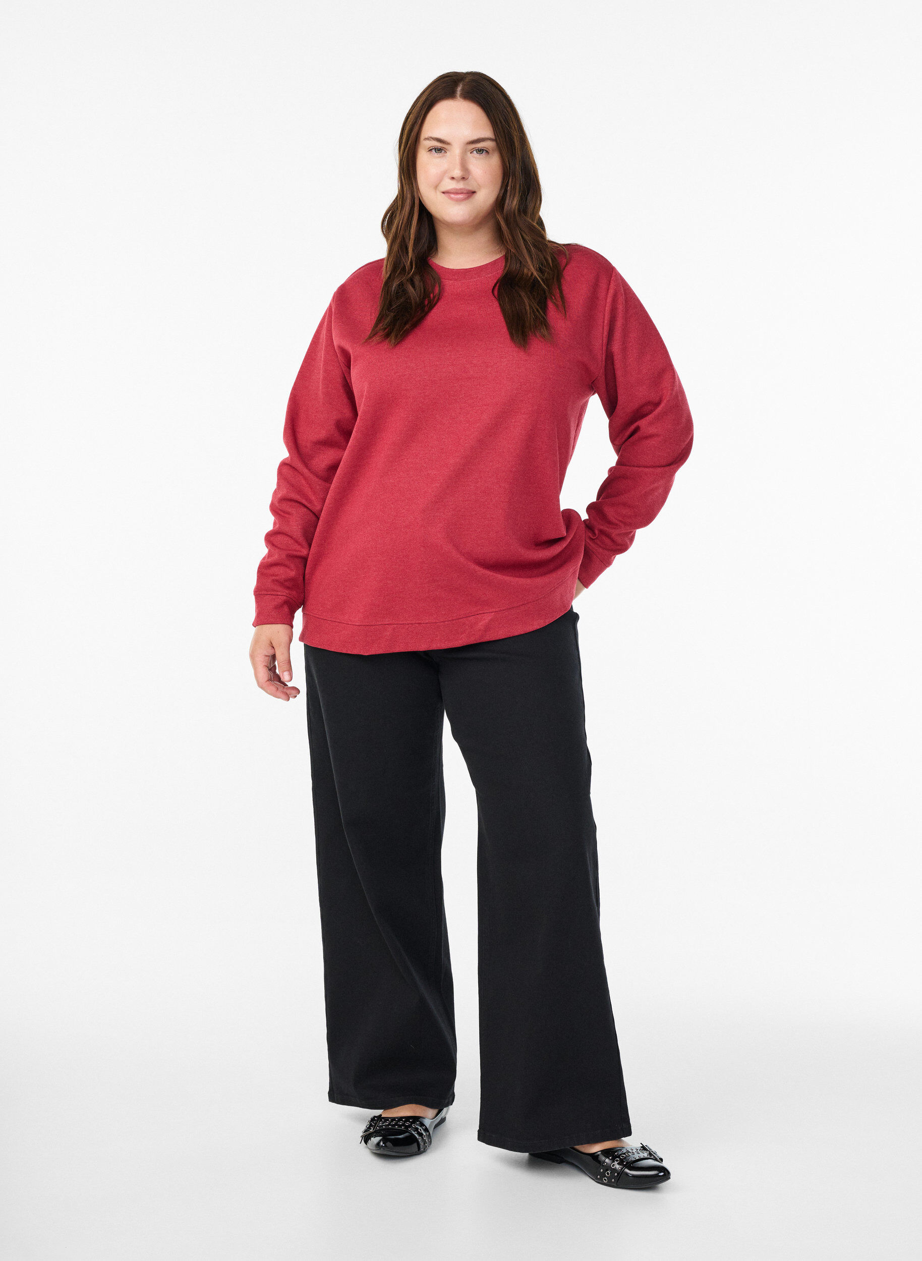 ZizziSweatshirt met ronde hals, Rood, Model image number 1