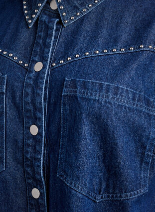 ZizziDenimshirt met studs, Dark Blue Denim, Packshot image number 2