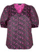 Geborduurde blouse met korte mouwen, Zwart, Packshot image number 0