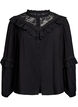 Viscose blouse met kant en ruches, Zwart, Packshot image number 0