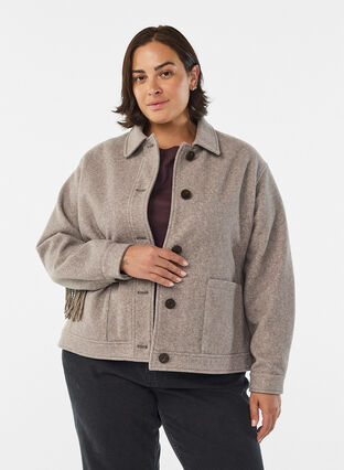 ZizziKorte shirtjas met franjes, Moon Rock Mel., Model image number 0