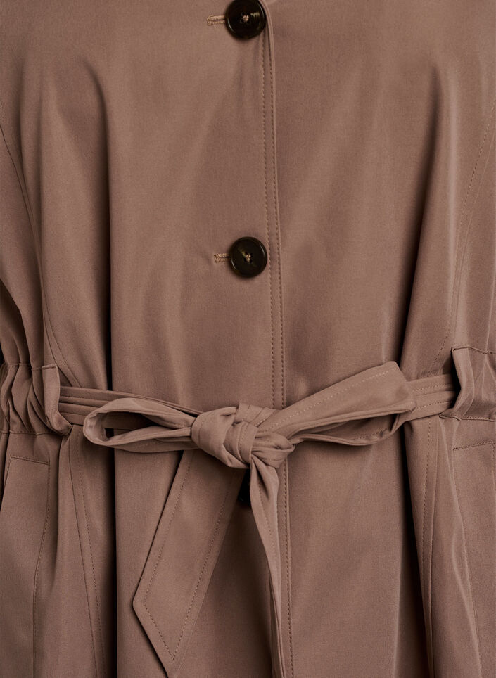 Trenchcoat met capuchon en strikceintuur, Bruin, Packshot image number 2