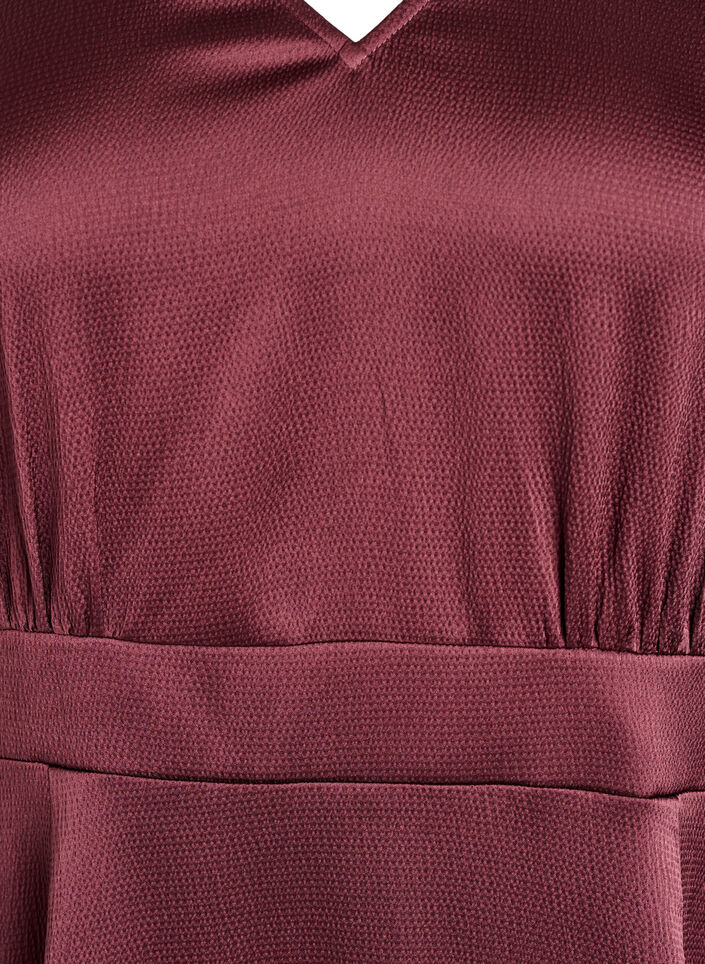 Empire feestjurk in midi lengte, Donker Bordeaux, Packshot image number 2