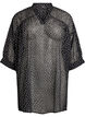 Chiffon tuniek met fluwelen stippenpatroon, Zwart, Packshot image number 0