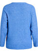 Gem&ecirc;leerde gebreide blouse met ronde hals, Blauw, Packshot image number 1