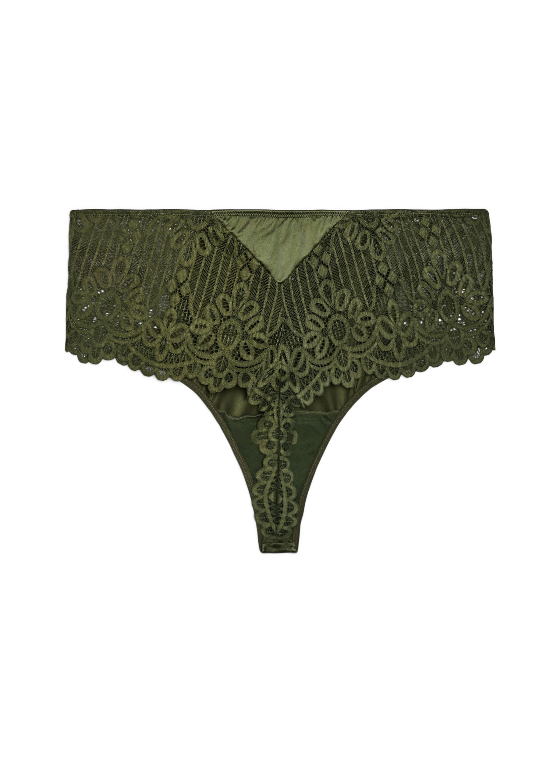ZizziString hipster en dentelle et microfibre, Vert Kaki, Packshot image number 1
