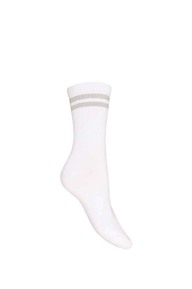 Gestreepte katoenen sokken, Wit, Packshot image number 1