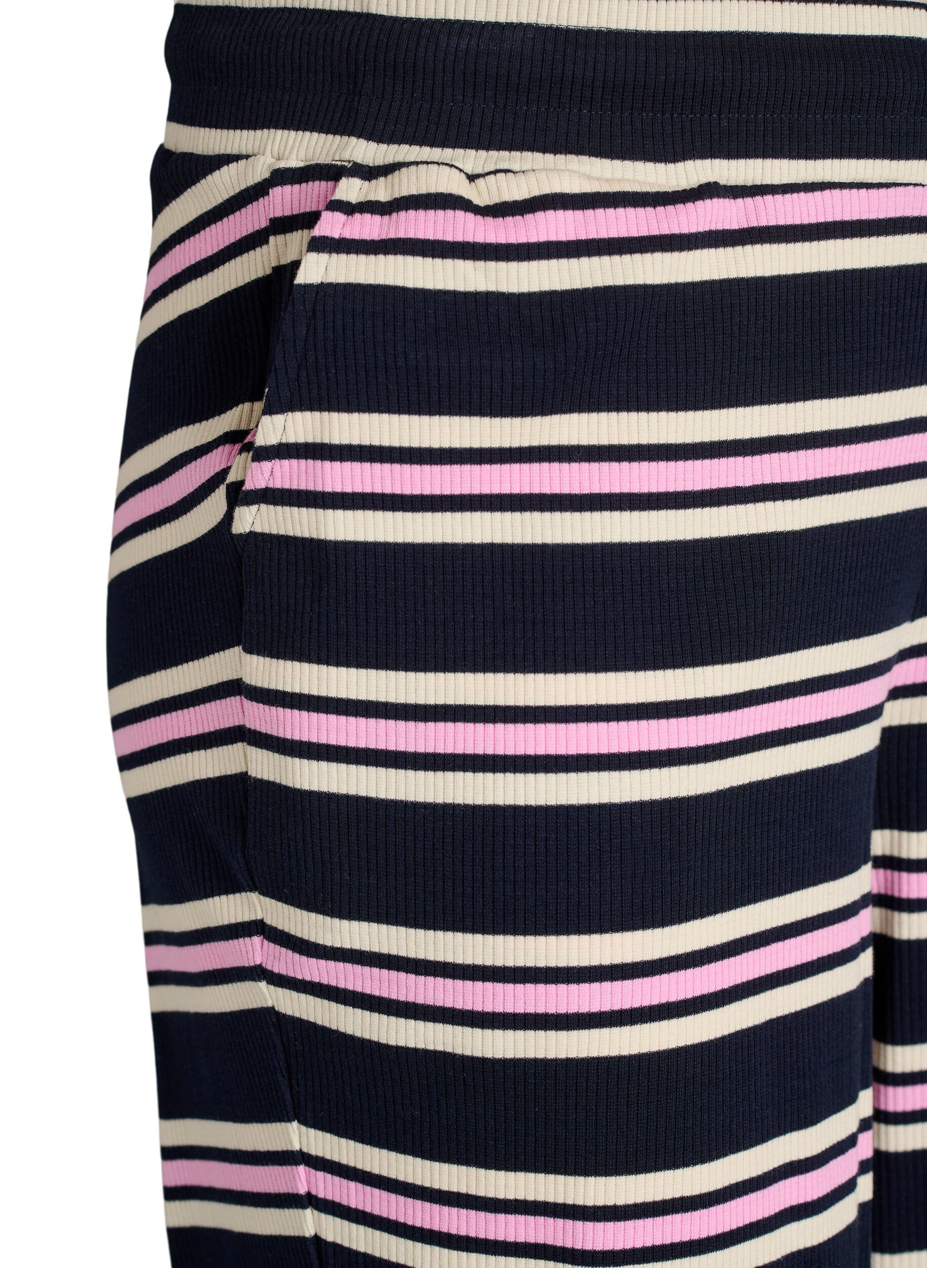 ZizziGestreepte pyjamabroek met wijde pijpen, Blauw, Packshot image number 2