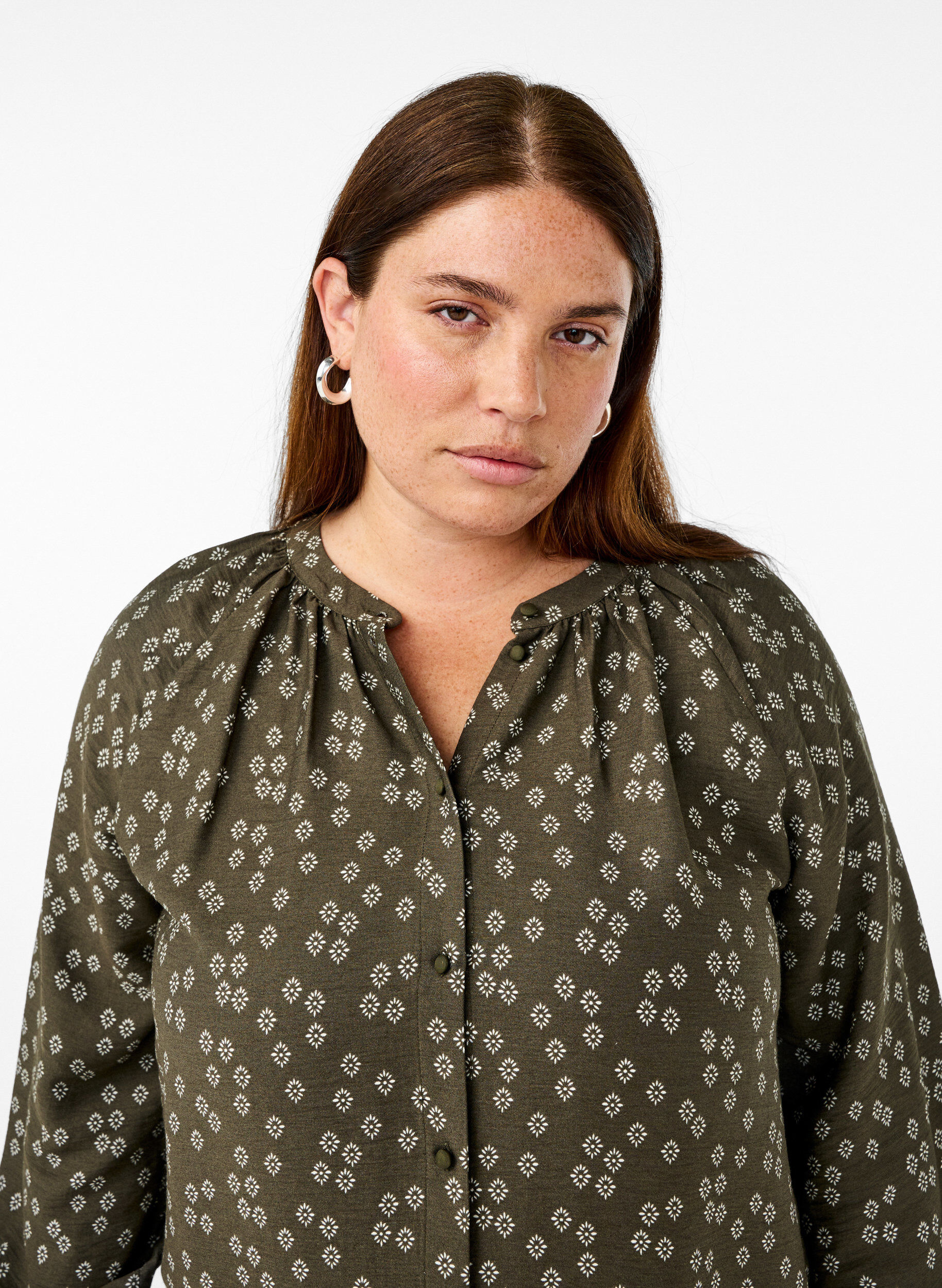 ZizziTunic met lange mouwen en bloemenprint, Groen, Image image number 0