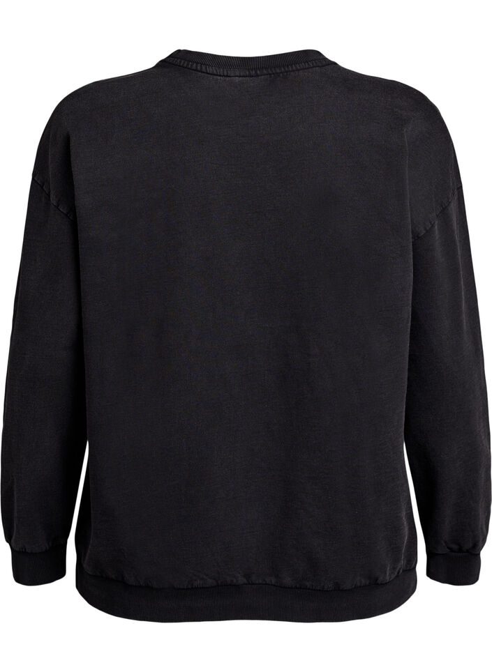 Gewassen sweatshirt met statementprint, Grey Acid Washed, Packshot