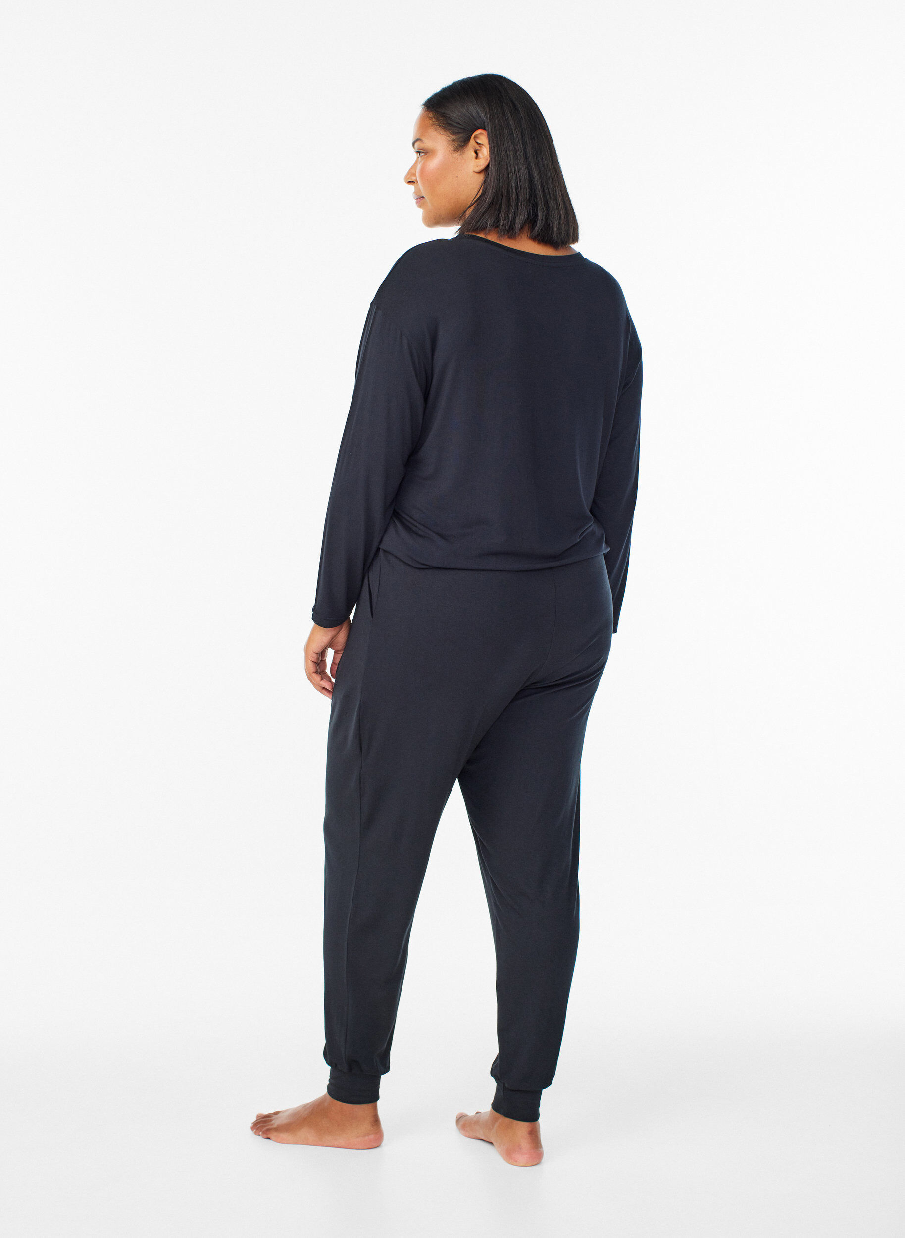 ZizziNachtbroek van modal met hoge taille, Zwart, Model image number 1