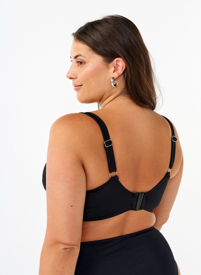 Bikini-bh met beugel en drapering, Zwart, Model image number 1
