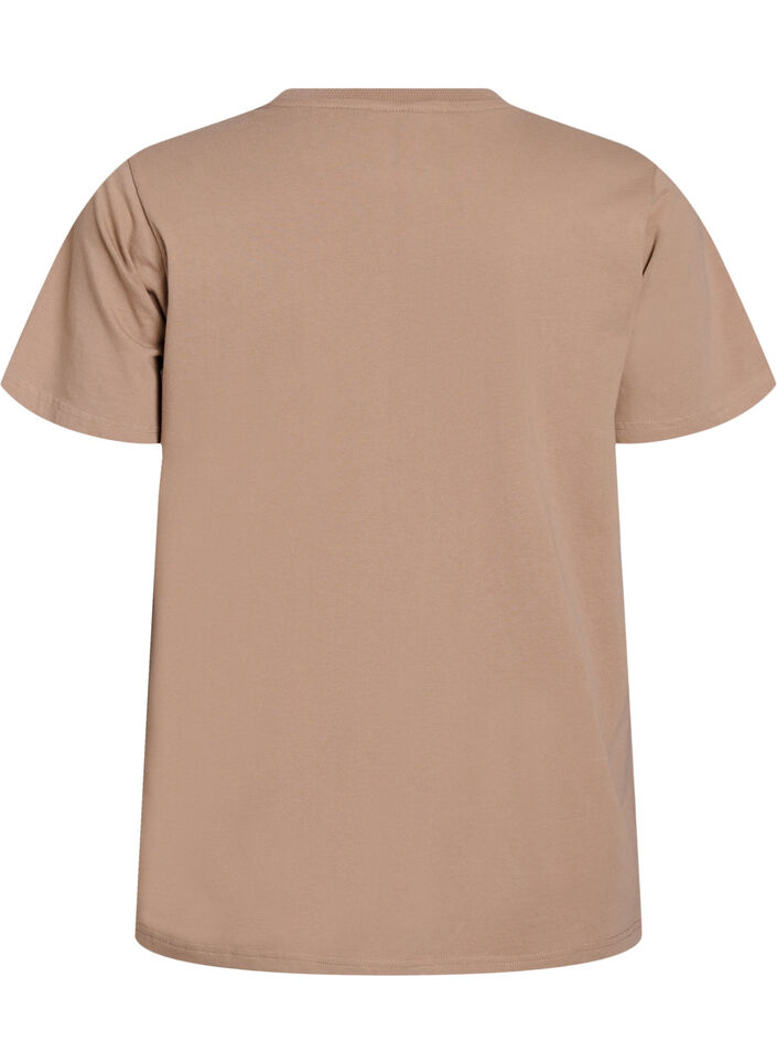T-shirt van biologisch katoen met statementprint, Beige, Packshot image number 1