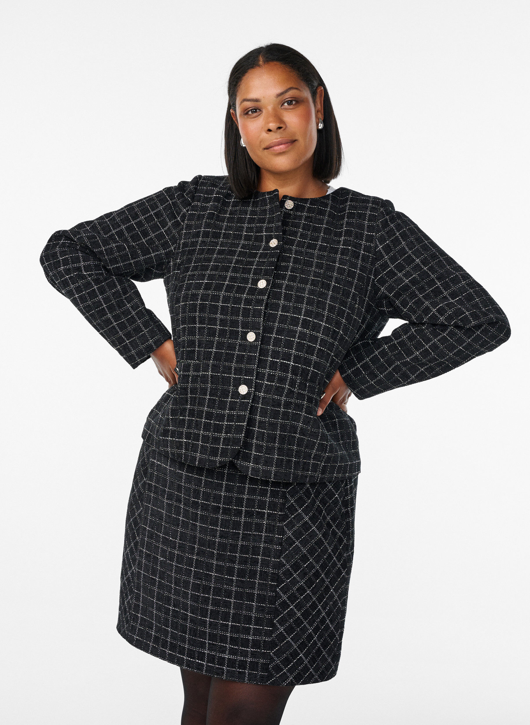 Geruite rok, Zwart, Model