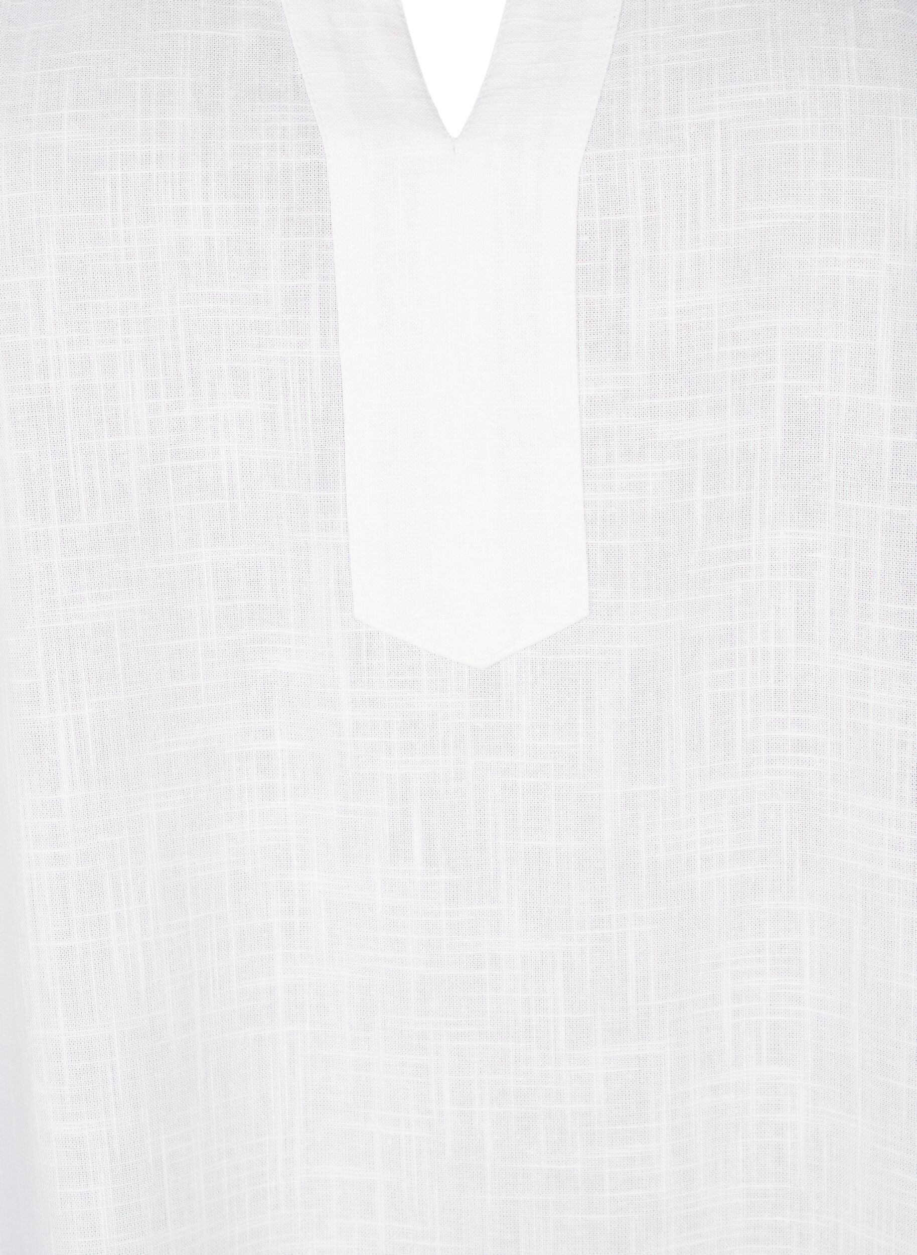 ZizziKatoenen tuniek met V-hals, Wit, Packshot image number 2
