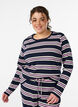 Nachtbovenstuk met lange mouwen in geribde jersey met strepen, Blauw, Model image number 0
