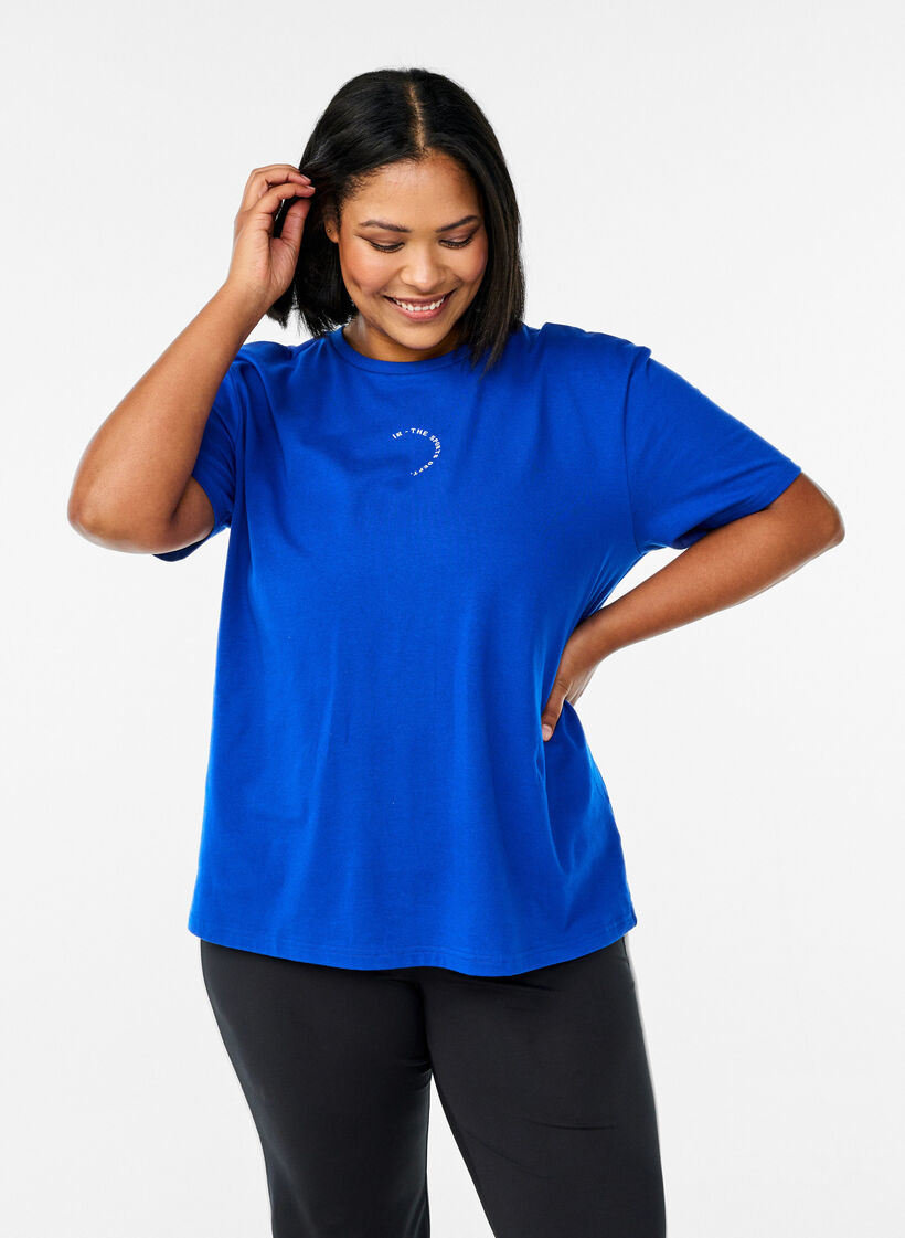 Sportief T-shirt in biologisch katoen, Blauw, Model image number 0