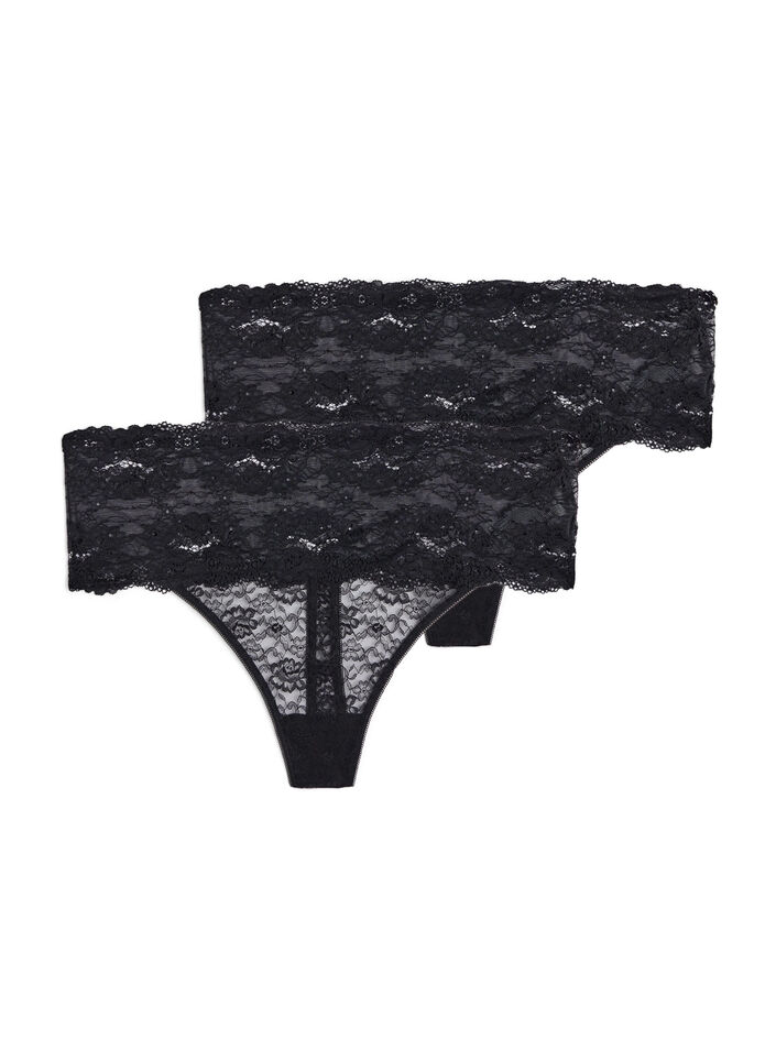 2-pack g-string onderbroeken, Zwart, Packshot image number 0