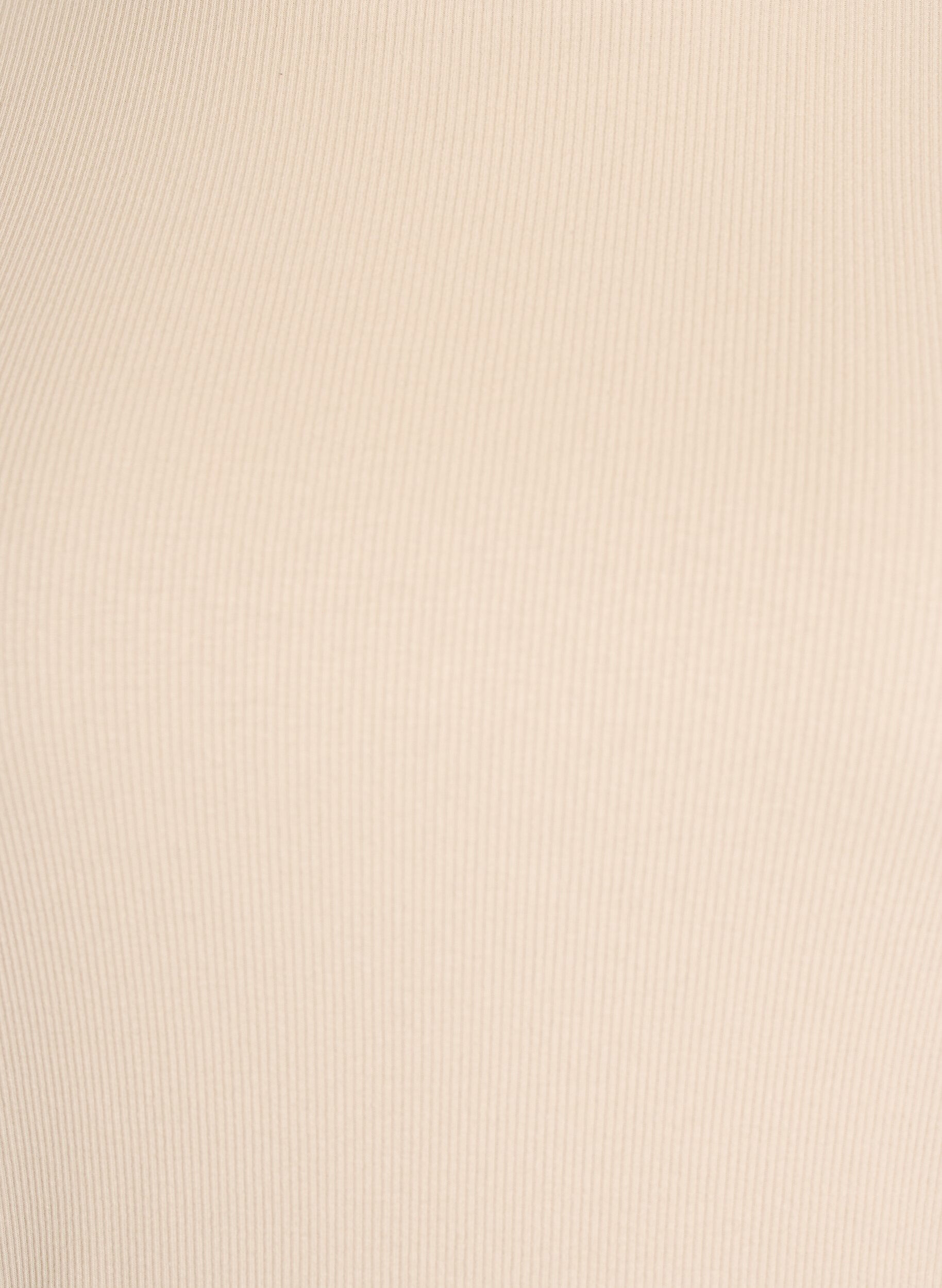 ZizziBasic rib T-shirt met ronde hals, Beige, Packshot image number 2