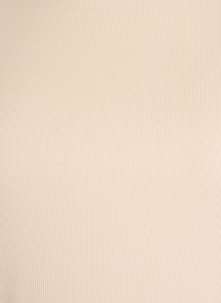 Basic rib T-shirt met ronde hals, Beige, Packshot