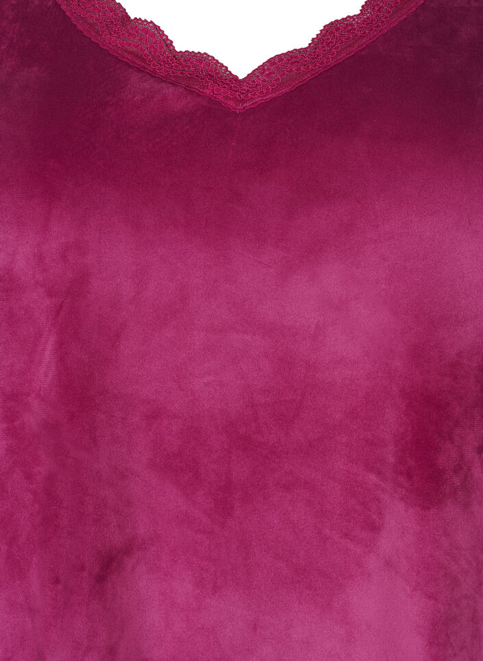Velour blouse met V-hals, Boysenberry, Packshot image number 2