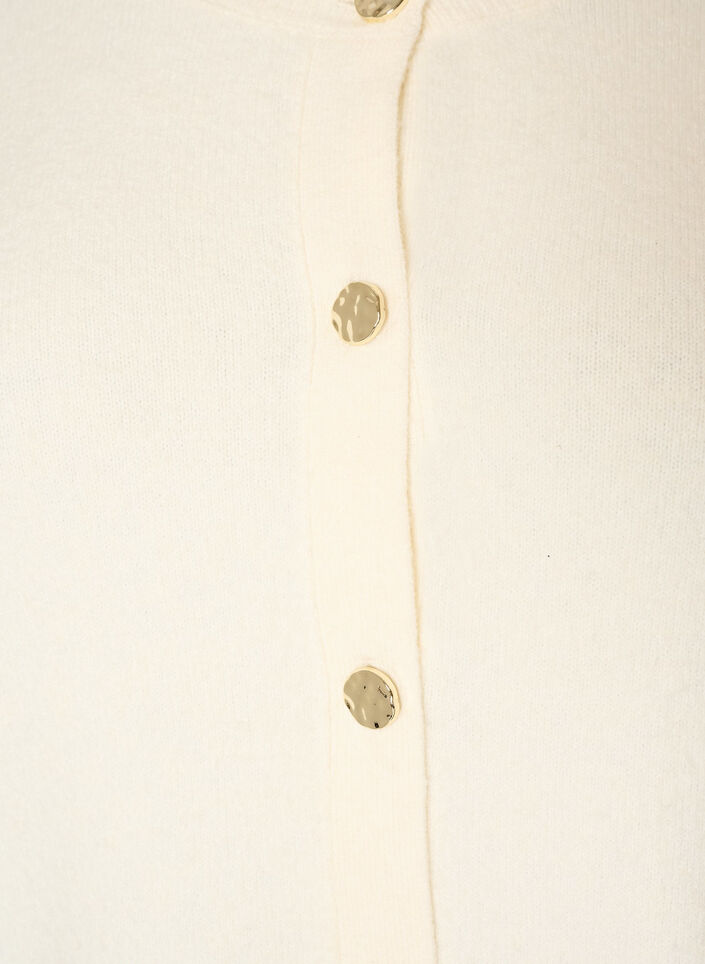 Cardigan in zacht breisel met goudkleurige knopen, Vanille, Packshot image number 2