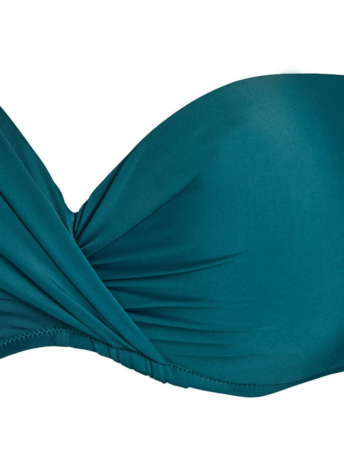 Bikini top met beugel en plooien, Groen, Packshot image number 2