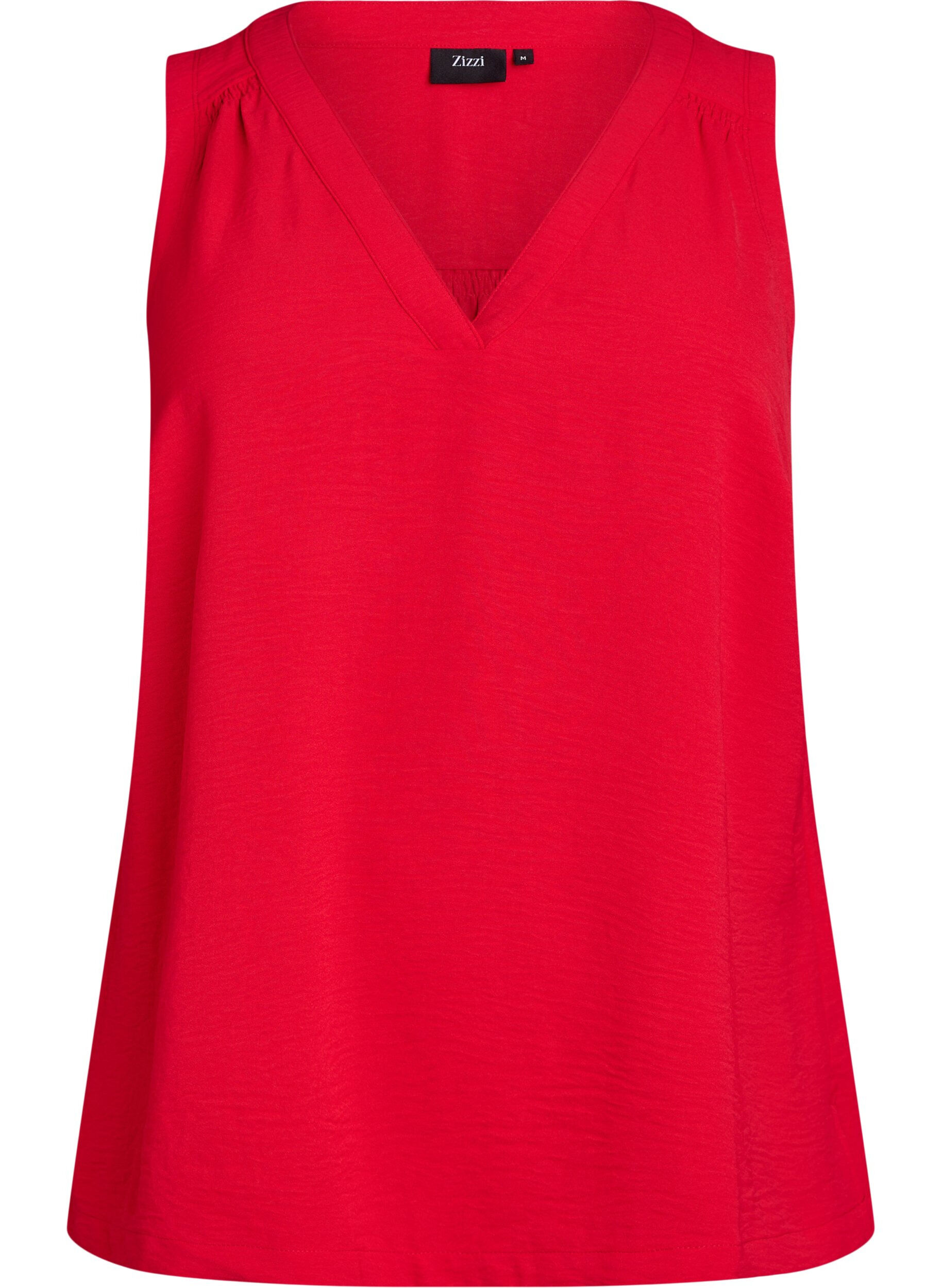 ZizziMouwloze top met kreukeffecten, Rood, Packshot image number 0