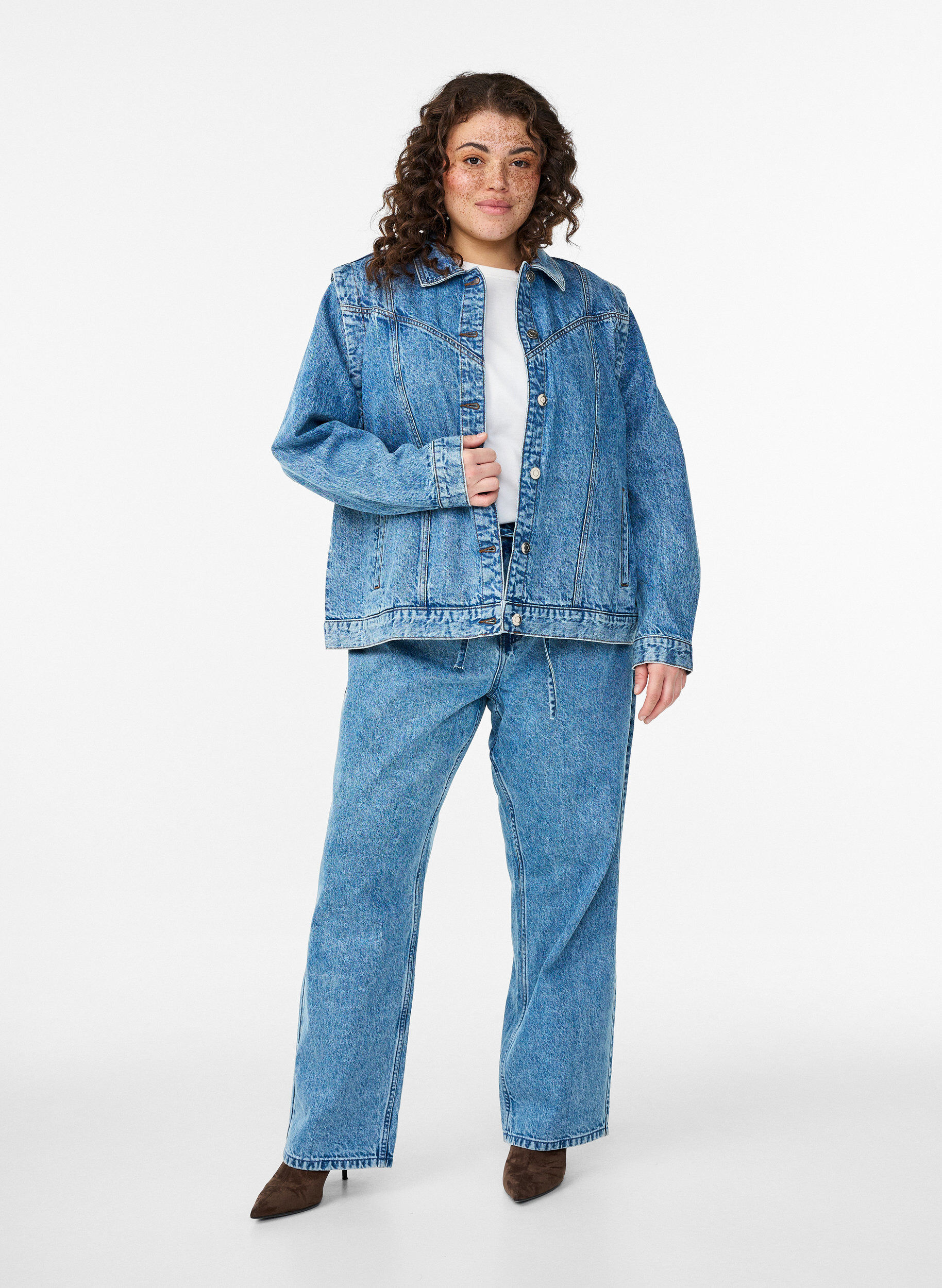 ZizziDenimjack met afneembare mouwen, Blauw, Model image number 1