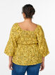 Blouse met smock en vierkante halslijn, Geel, Model image number 2