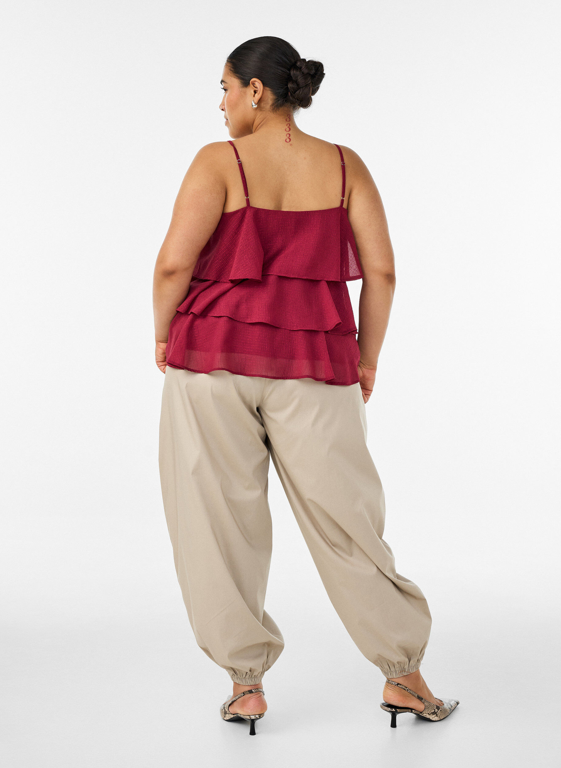 ZizziBallonbroek met zakken en een elastische tailleband, , Model image number 1