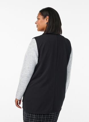 ZizziMouwloze blazer bodywarmer met klassieke revers, Black Shimmer, Model image number 1